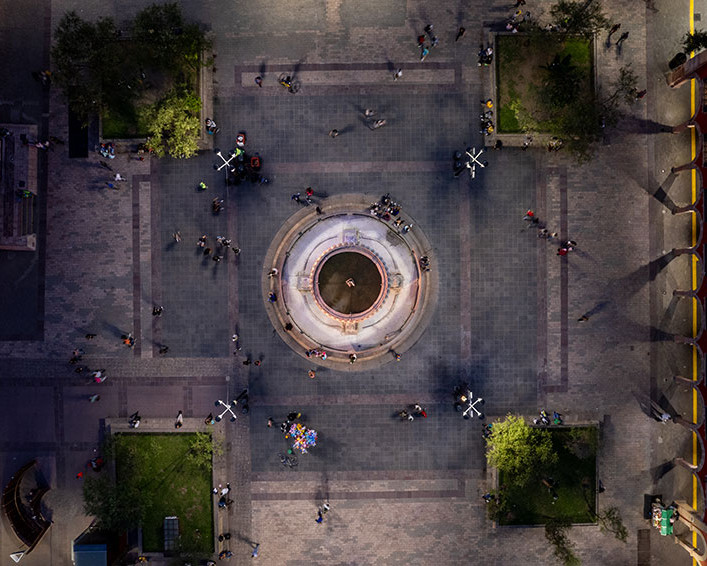 Vista Aérea de la Fuente de los Leones en León Guanajuato