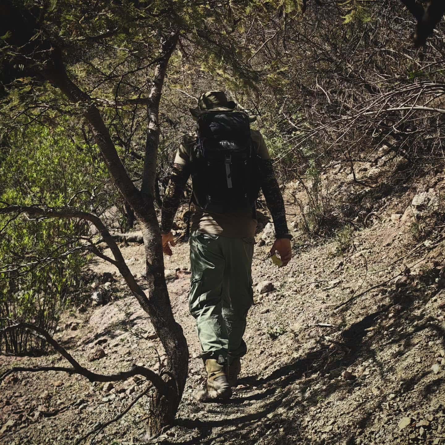 Caminante explorando sendero de montaña en León, México, rodeado de naturaleza y vegetación, ideal para turismo de aventura y.