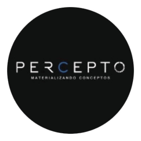 Imagen que muestra el logotipo de Percept, empresa especializada en materialización de conceptos innovadores y soluciones de.