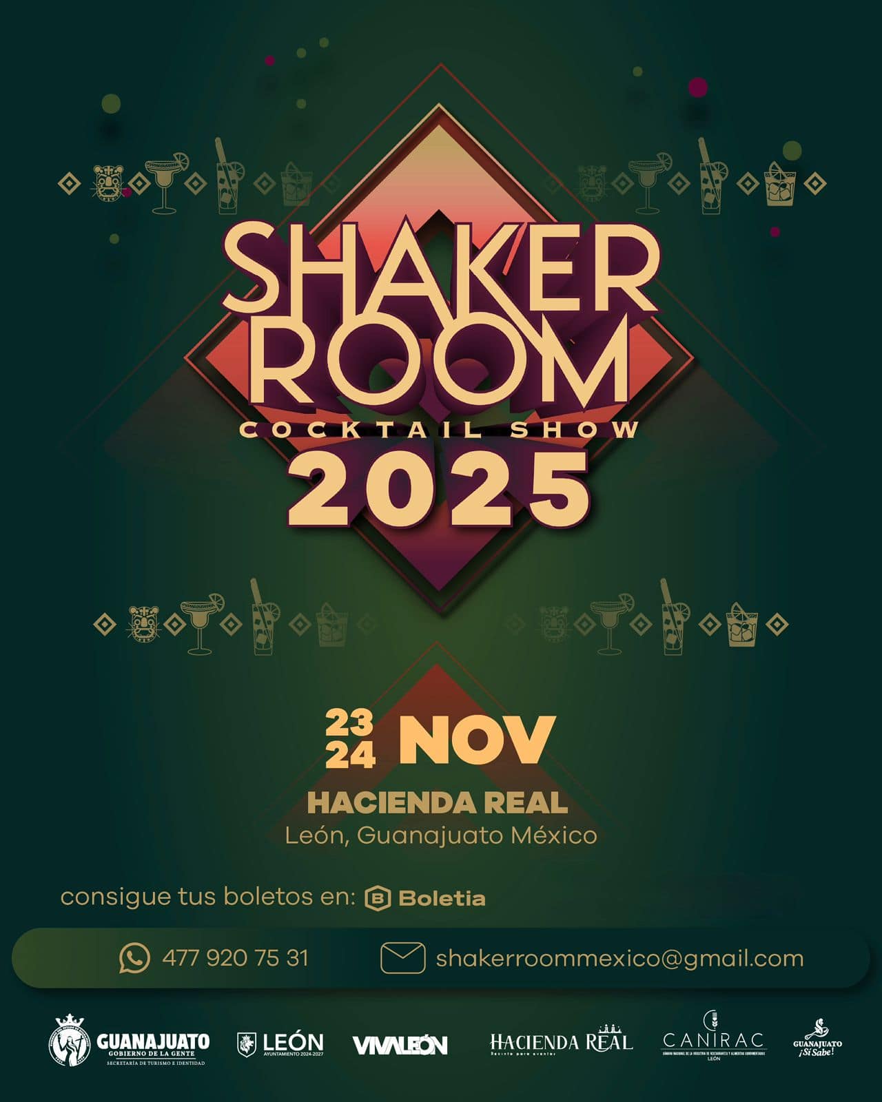 Evento de cócteles en León, Guanajuato, con música y ambiente vibrante en Hacienda Real durante noviembre 2025.