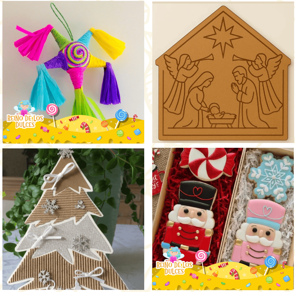 Decorative wooden nativity scene carving depicting the birth of Jesus Christ.