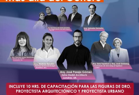 Imagen de arquitectos y urbanistas en conferencia sobre tendencias y proyectos innovadores en León, México.