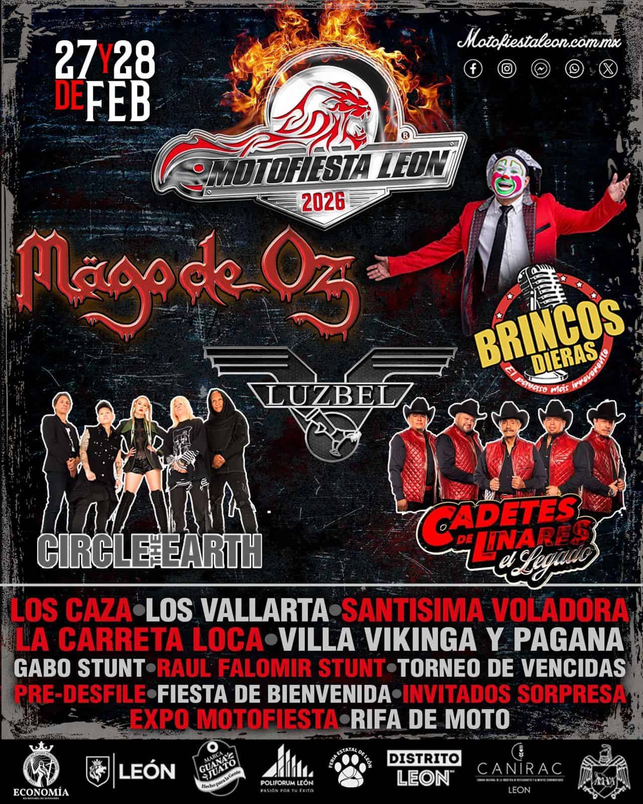 Festival de motos en León, evento de motocicletas, música y cultura en febrero 2026.