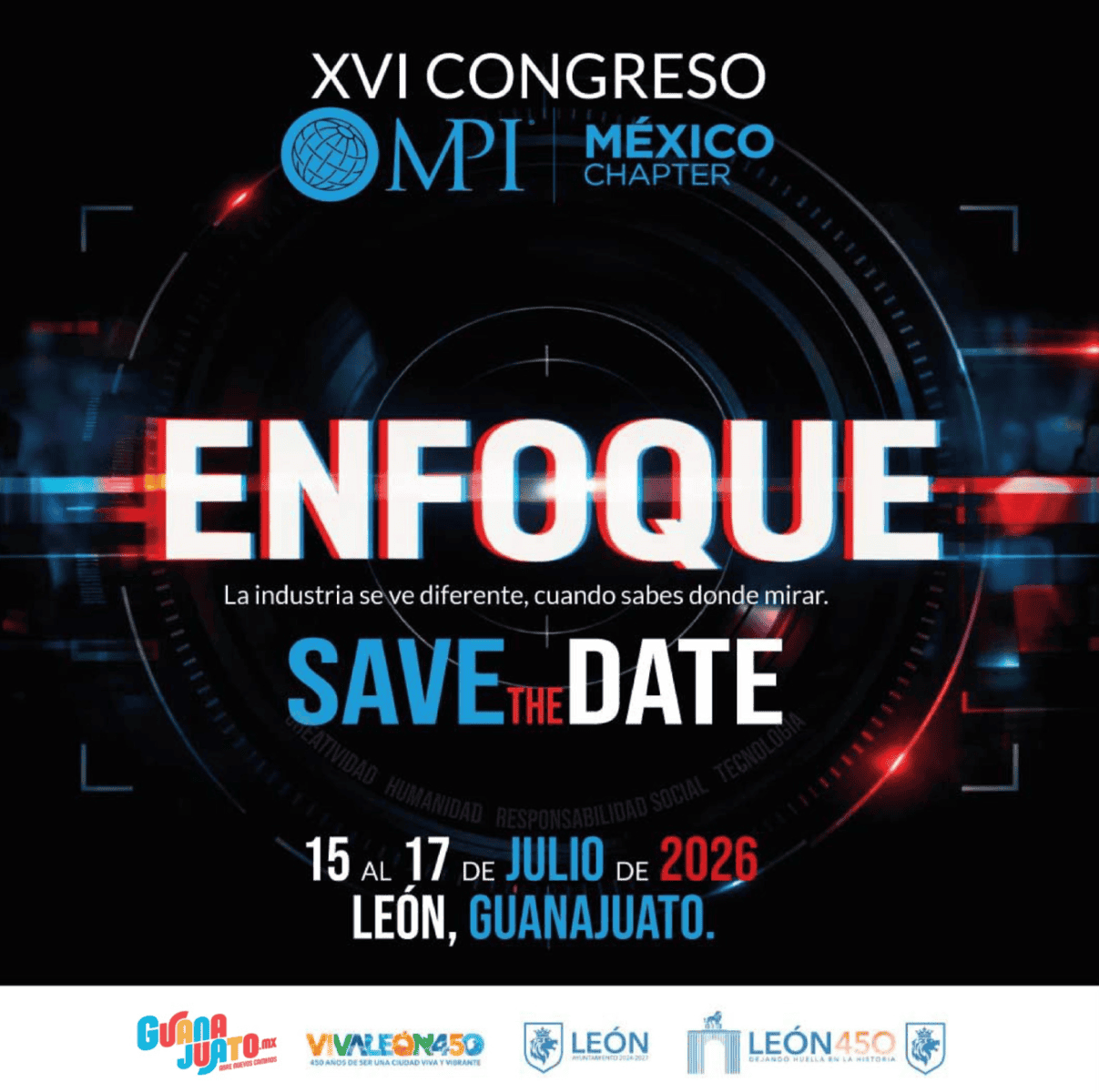Cartel del XVI Congreso MPI en León, Guanajuato, con enfoque en innovación y liderazgo en la industria.