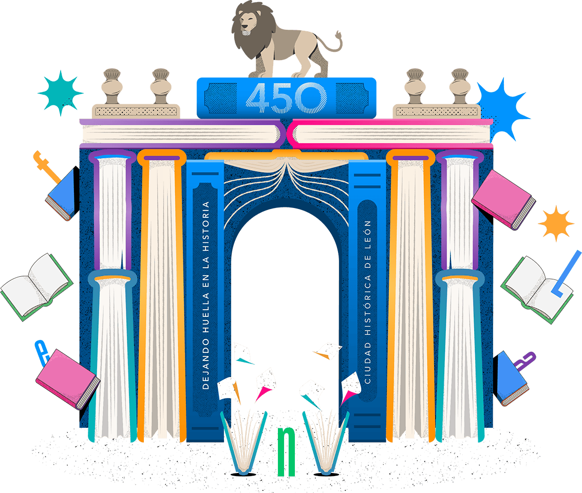 Puerta hist&oacute;rica de Le&oacute;n, s&iacute;mbolo cultural y arquitect&oacute;nico en la ciudad, con detalles ornamentales y un le&oacute;n en la cima.