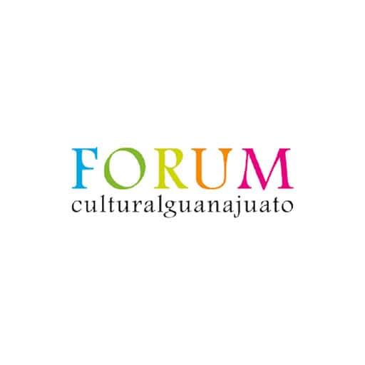 Colorido logo del Fórum cultural Guanajuato, centro de eventos y actividades culturales en la ciudad.