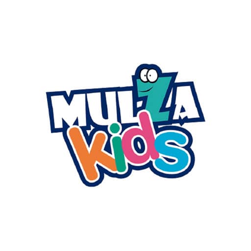 Diverso logo colorido de MultiZla Kids con personajes divertidos y amigables para niños.