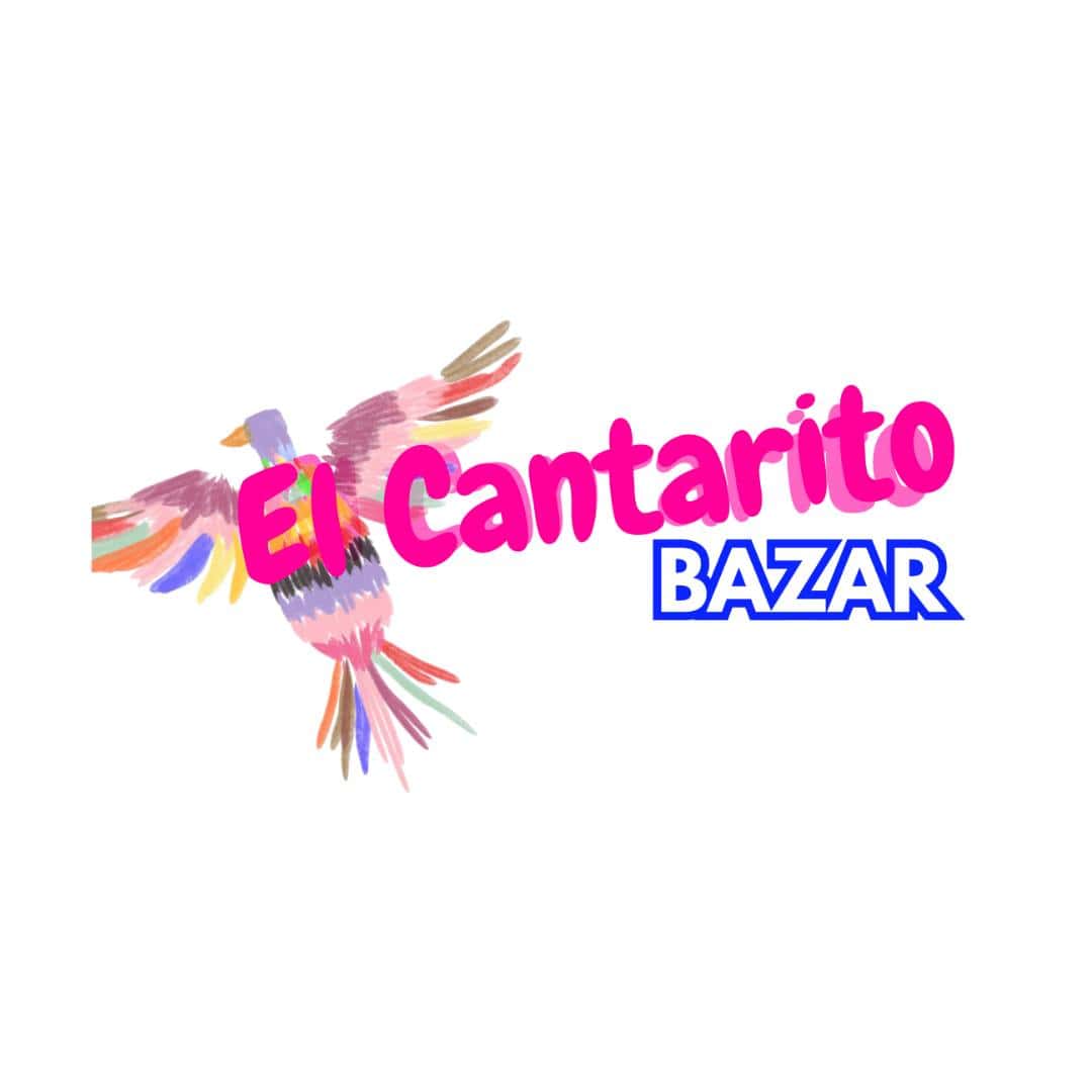 Logo de "El Cantarito Bazar" con un loro colorido y vibrante, representando la marca y el espíritu alegre del bazar.