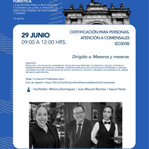 Capacitación para atención a comensales en León, evento del 29 de junio de 2023.