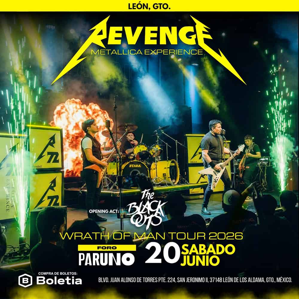 Experiencia de Metallica en Le&oacute;n, GTO, con banda en vivo y efectos visuales impactantes en el escenario.