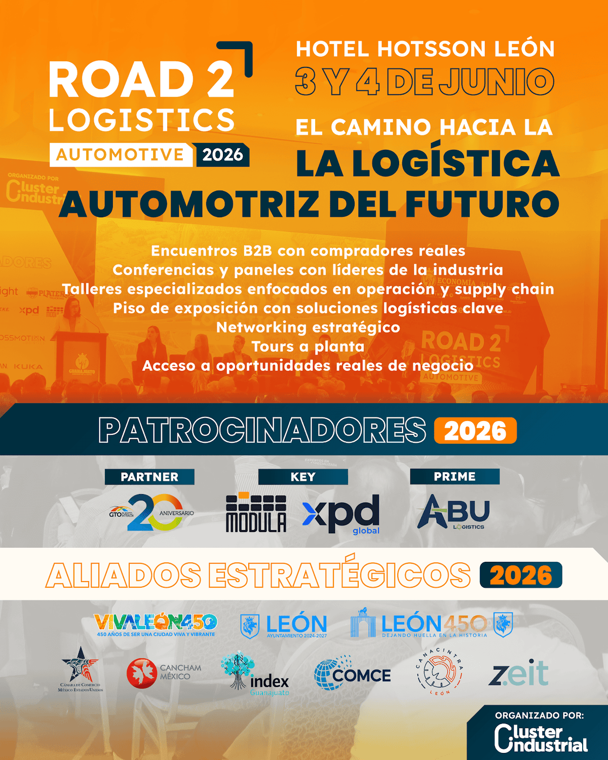 Logística automotriz del futuro en León, México, en el Hotel Hotsson León, 3 y 4 de junio, con expertos en cadena de suminist.