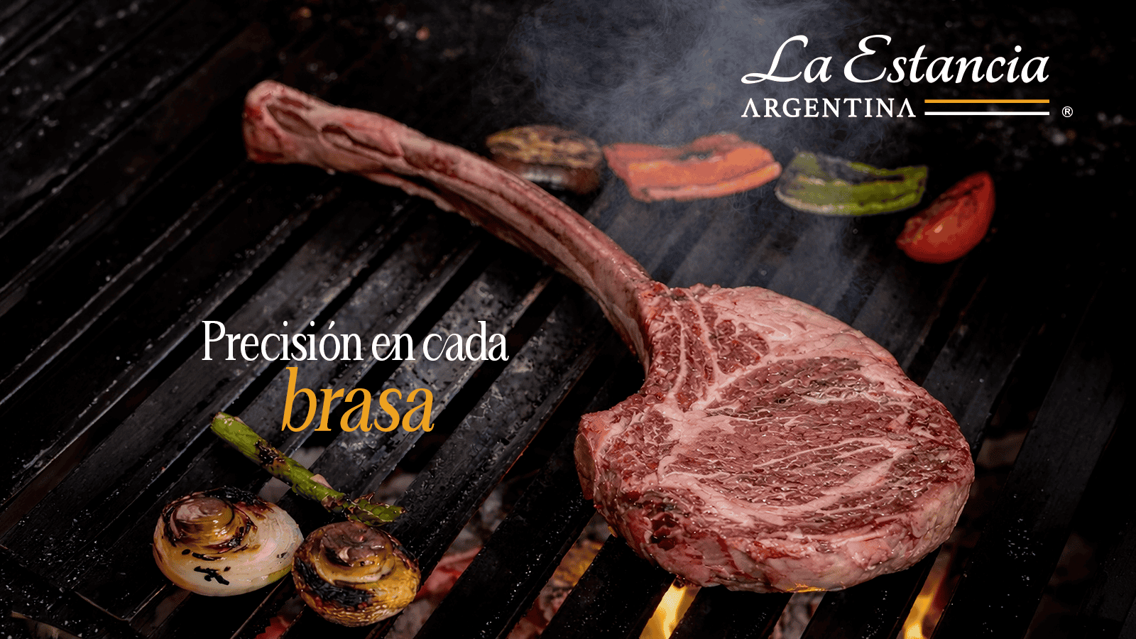 Carne de res asada en La Estancia Argentina, con ingredientes frescos y preparación experta para una experiencia culinaria au.