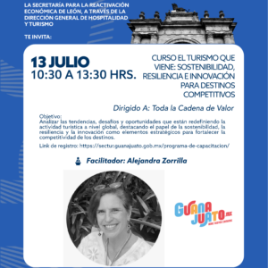 Curso sobre sostenibilidad, resiliencia e innovación en turismo en León, Guanajuato, México.