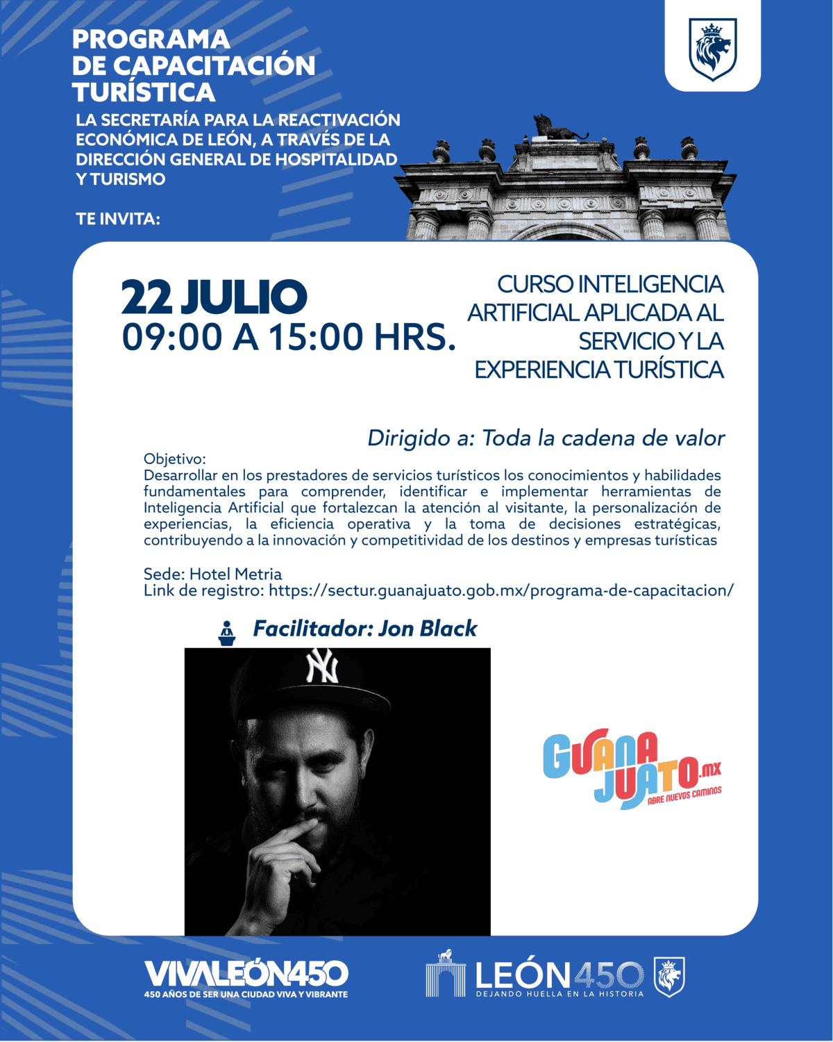 Curso de inteligencia artificial aplicada al turismo en León, Guanajuato, con experto Jon Black, 22 de julio, 09:00-15:00 hrs.