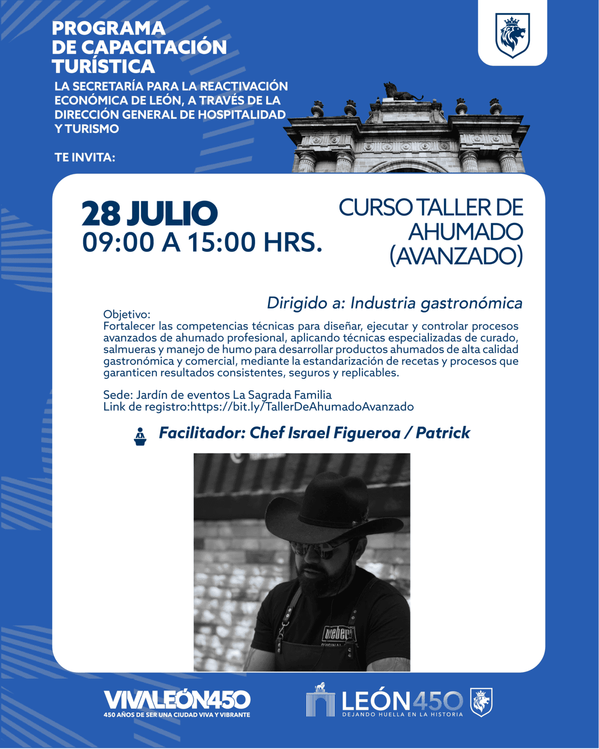 Imagen del chef Israel Figueroa en taller de ahumado avanzado en León, Guanajuato, México, mostrando técnicas de cocina.