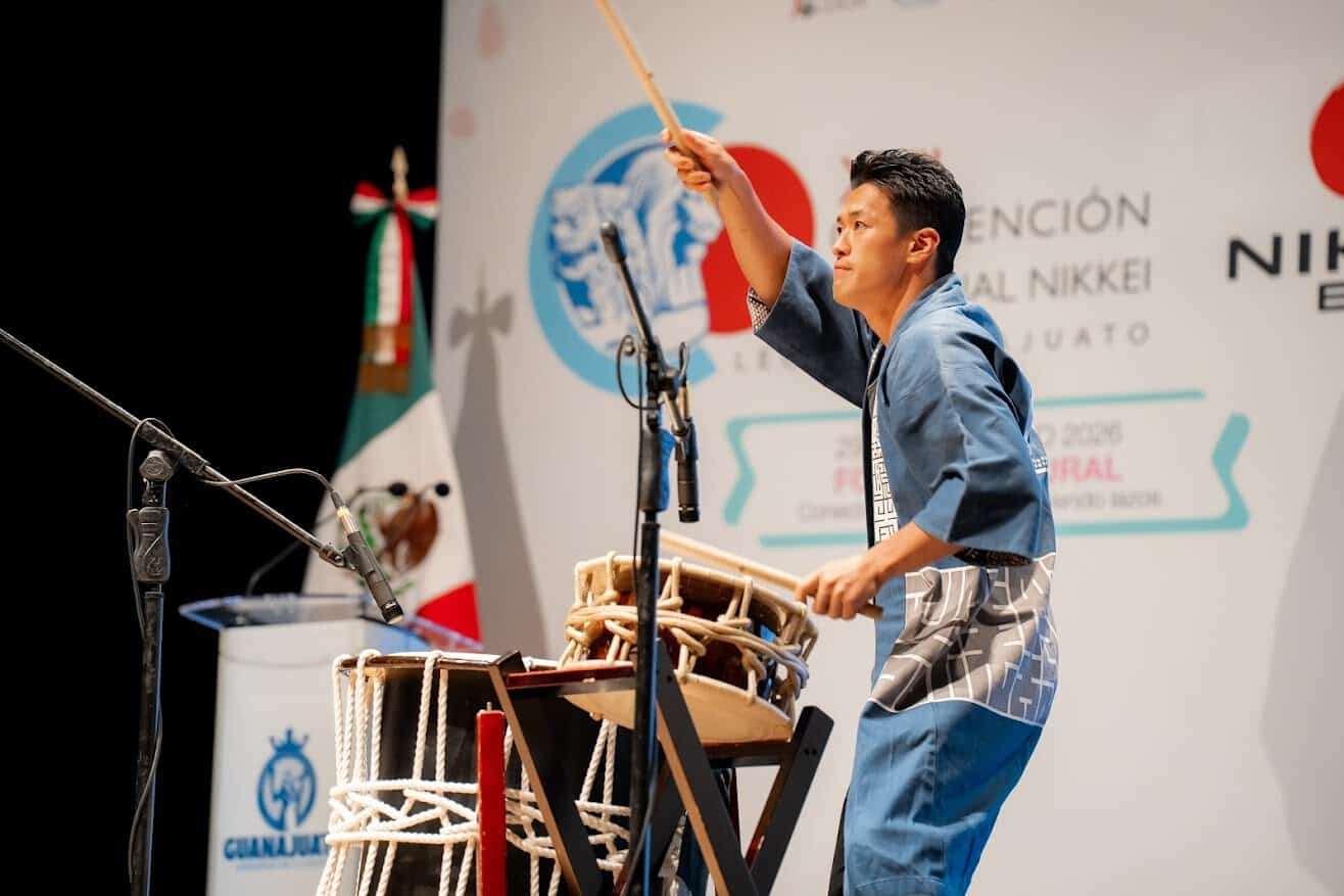 Festival de taiko en León, México.