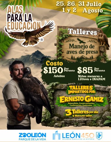 Talleres de manejo de aves de presa en León, Guanajuato, con expertos en naturaleza y conservación.