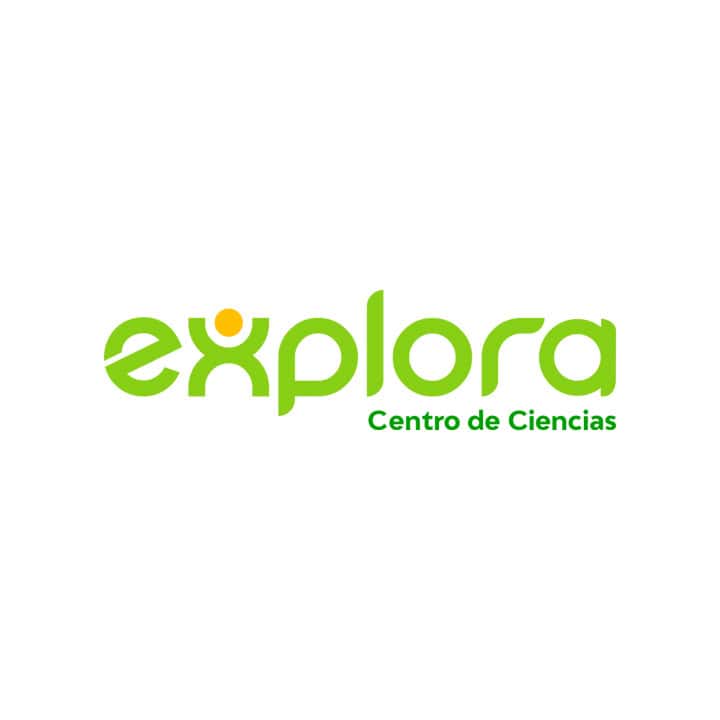 Logotipo de Explora Centro de Ciencias en colores verde y amarillo.