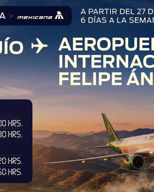 Avión en vuelo sobre León, Guanajuato, promocionando la nueva ruta aérea Bajío–AIFA.