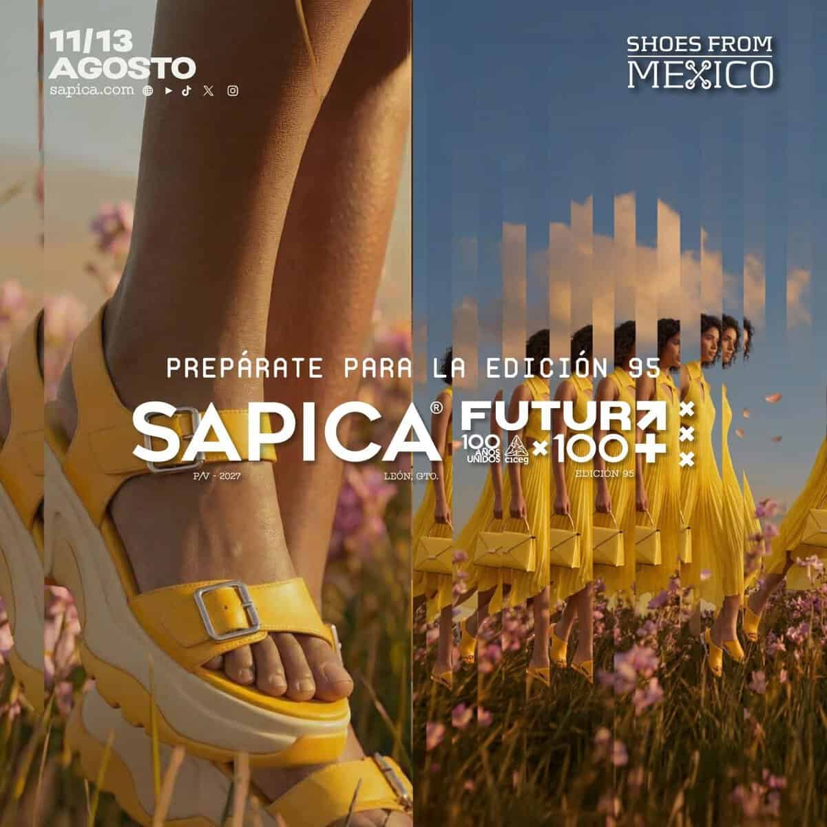 Zapatos de moda en SAPICA 95, feria de calzado en León, Guanajuato, México, exhibición de tendencias y diseño innovador.