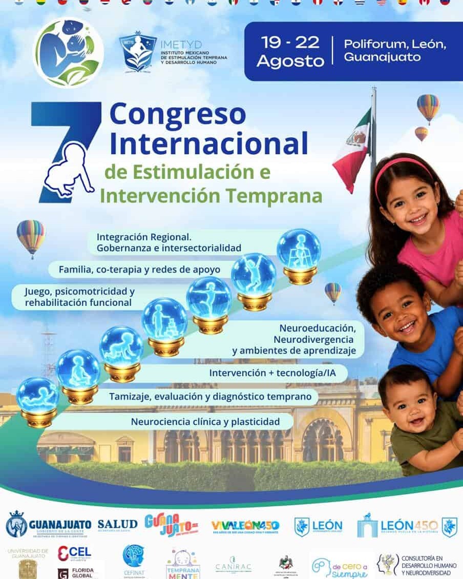 Imagen de niños sonriendo en evento de estimulación temprana en León, Guanajuato, México.