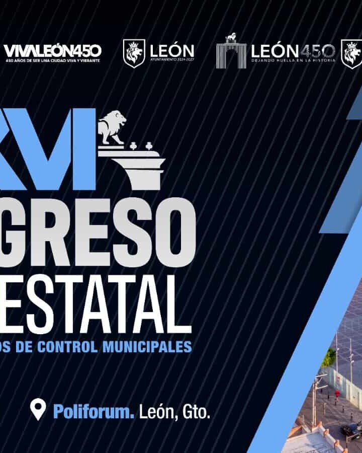 Cartel del XVI Congreso Interestatal en León, Guanajuato, con detalles del evento y ubicación en Poliforum.
