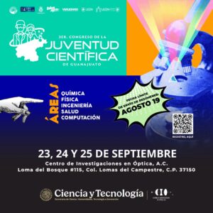 Cartel del 3er Congreso de Juventud Científica en León, Guanajuato, con información sobre fechas y temas.