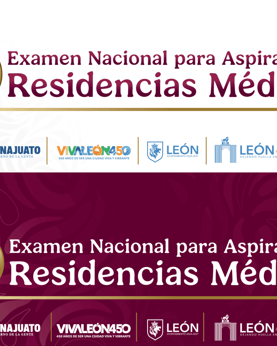 Imagen del cartel del 50 Examen Nacional para Residencias Médicas 2026 en León, Guanajuato, México.