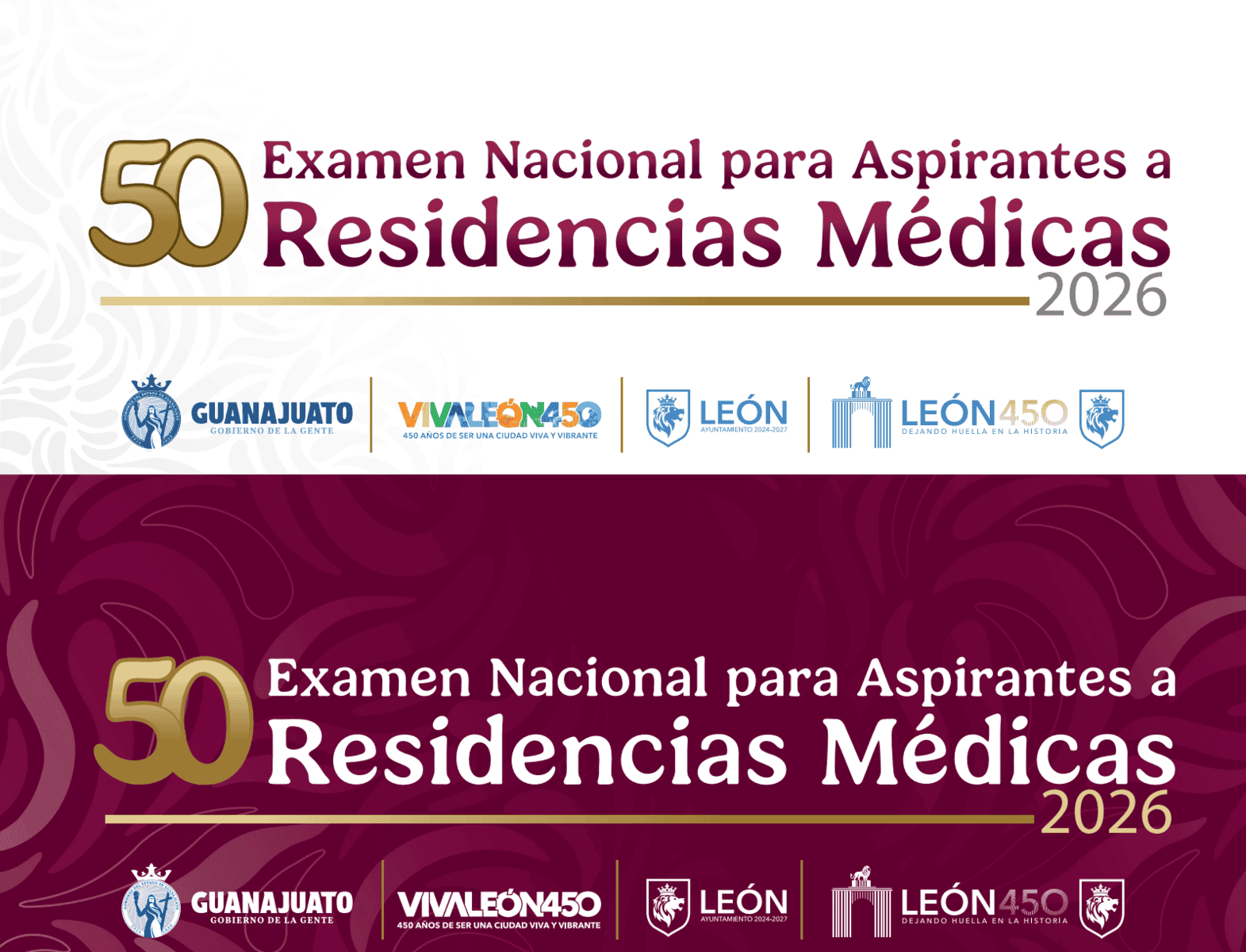 Imagen del cartel del 50 Examen Nacional para Residencias Médicas 2026 en León, Guanajuato, México.