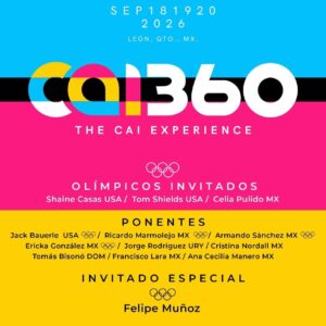 Cartel del evento Color 360 en León, Guanajuato, con detalles del programa y invitados especiales.