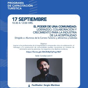 Imagen de una conferencia sobre liderazgo y colaboración en la industria hotelera en León, Guanajuato, México.