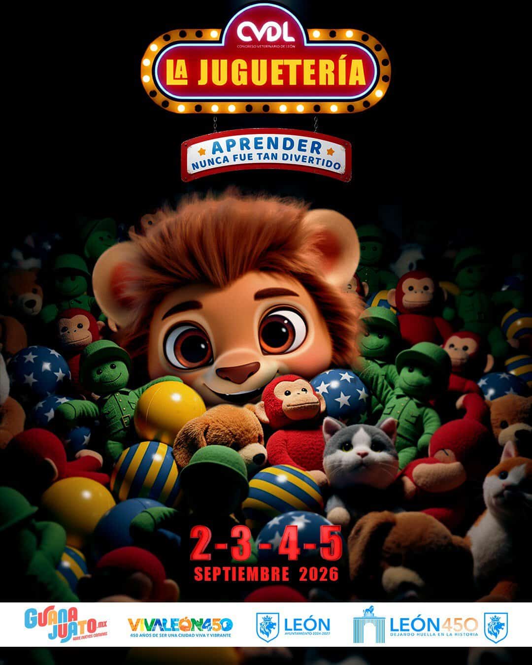 Juguetería La Juguetería en León, exhibiendo juguetes y peluches coloridos para niños y familias.