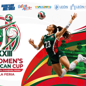 Jugadora de voleibol en acción en el torneo XXIII Copa Panamericana Femenil 2026 en León, Guanajuato, México.