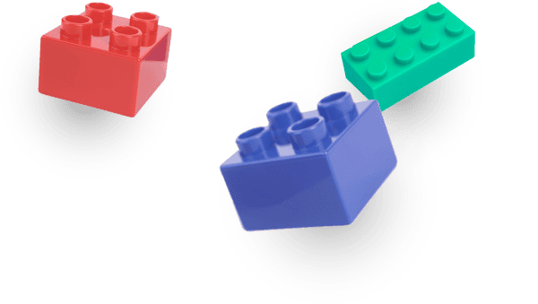 Ladrillos de LEGO en colores rojo, azul y verde, ideales para construir y jugar en familia en León, Guanajuato.
