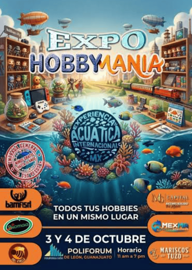Imagen promocional de Expo HobbyMania en Le&oacute;n, Guanajuato, con figuras, juegos y actividades para todos los hobbies.