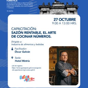 Chef en capacitación de cocina, arte de cocinar números, León Guanajuato, turismo gastronómico, evento culinario.