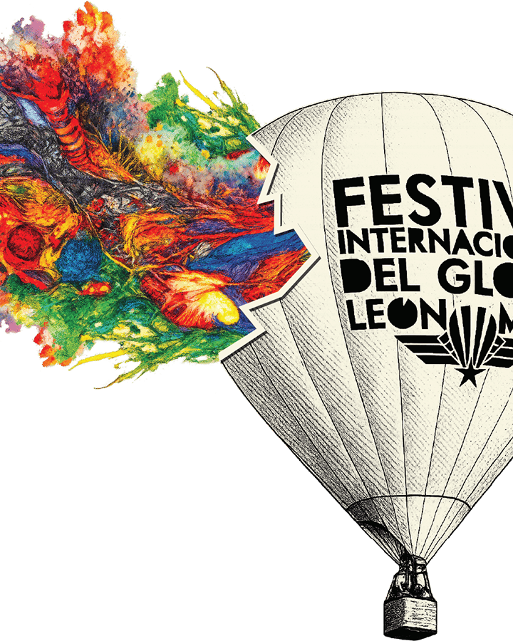 Globo aerostático en León, Guanajuato, durante el Festival Internacional del Globo, con colores vibrantes y cielo despejado.