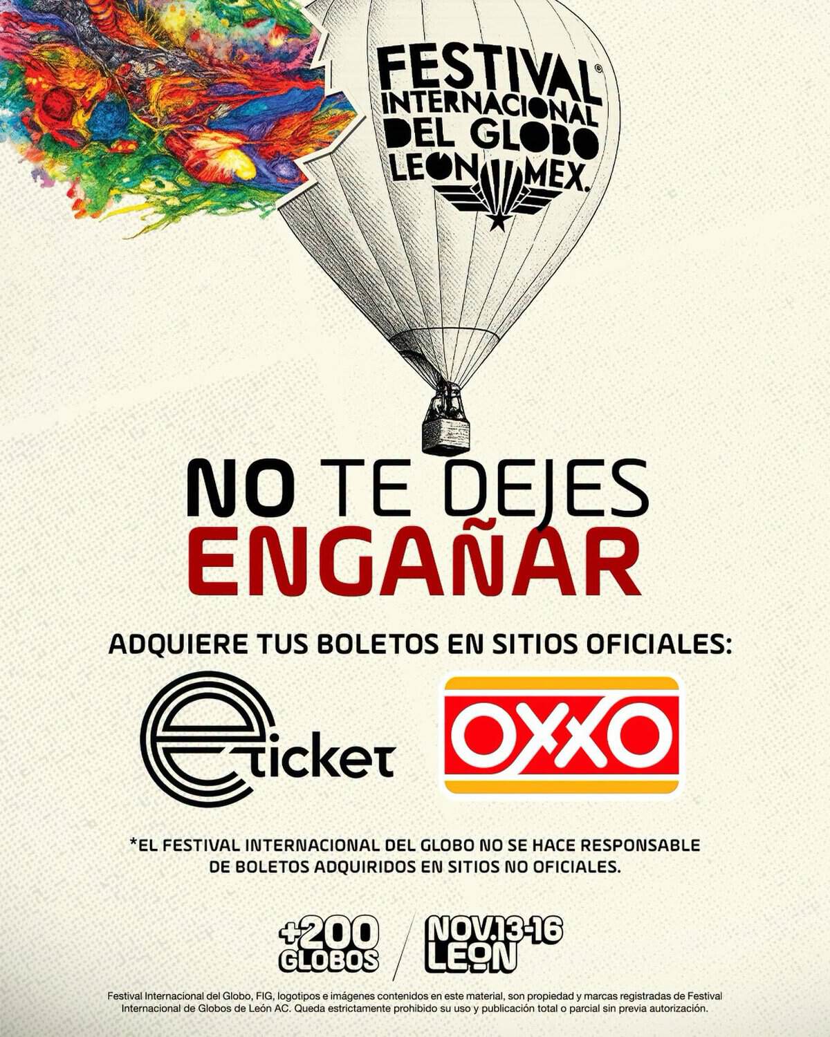 Globo aerostático en el Festival Internacional del Globo en León, Guanajuato, México, promocionando el evento 2026.