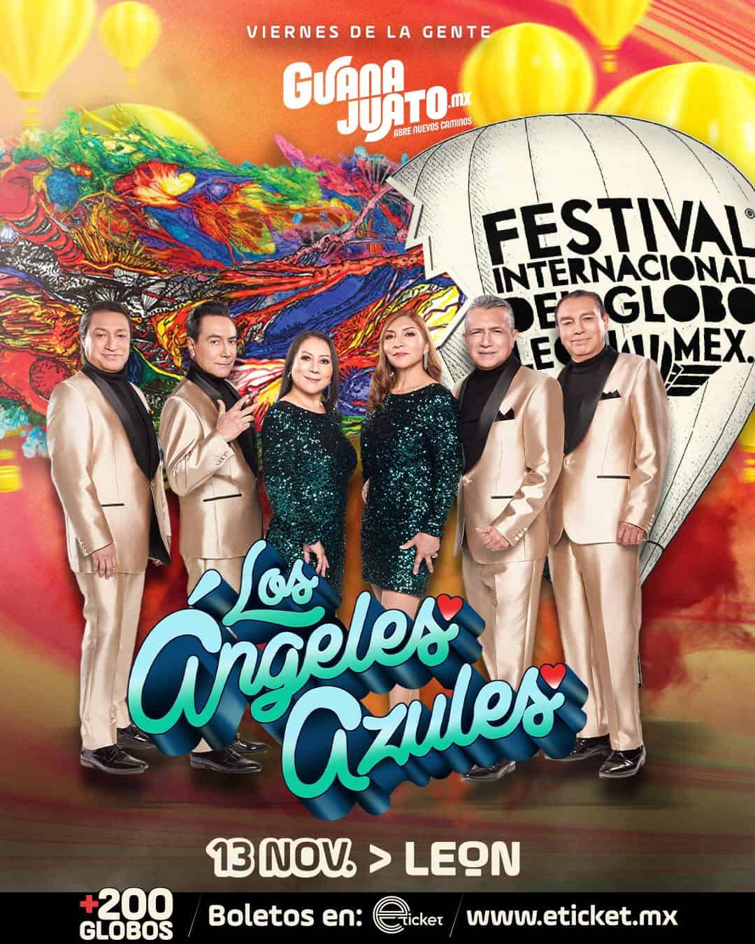Grupo musical Los Ángeles Azules en Festival Internacional del Globo en León, Guanajuato, México.