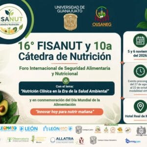 Evento de nutrición en León, Guanajuato, con conferencias y actividades sobre seguridad alimentaria y salud ambiental.