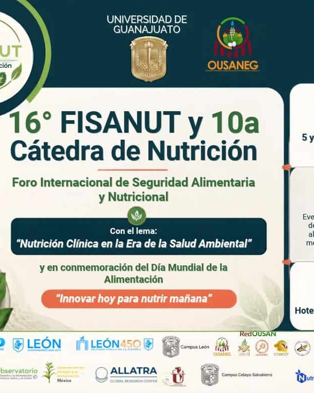 Evento de nutrición en León, Guanajuato, con conferencias y actividades sobre seguridad alimentaria y salud ambiental.