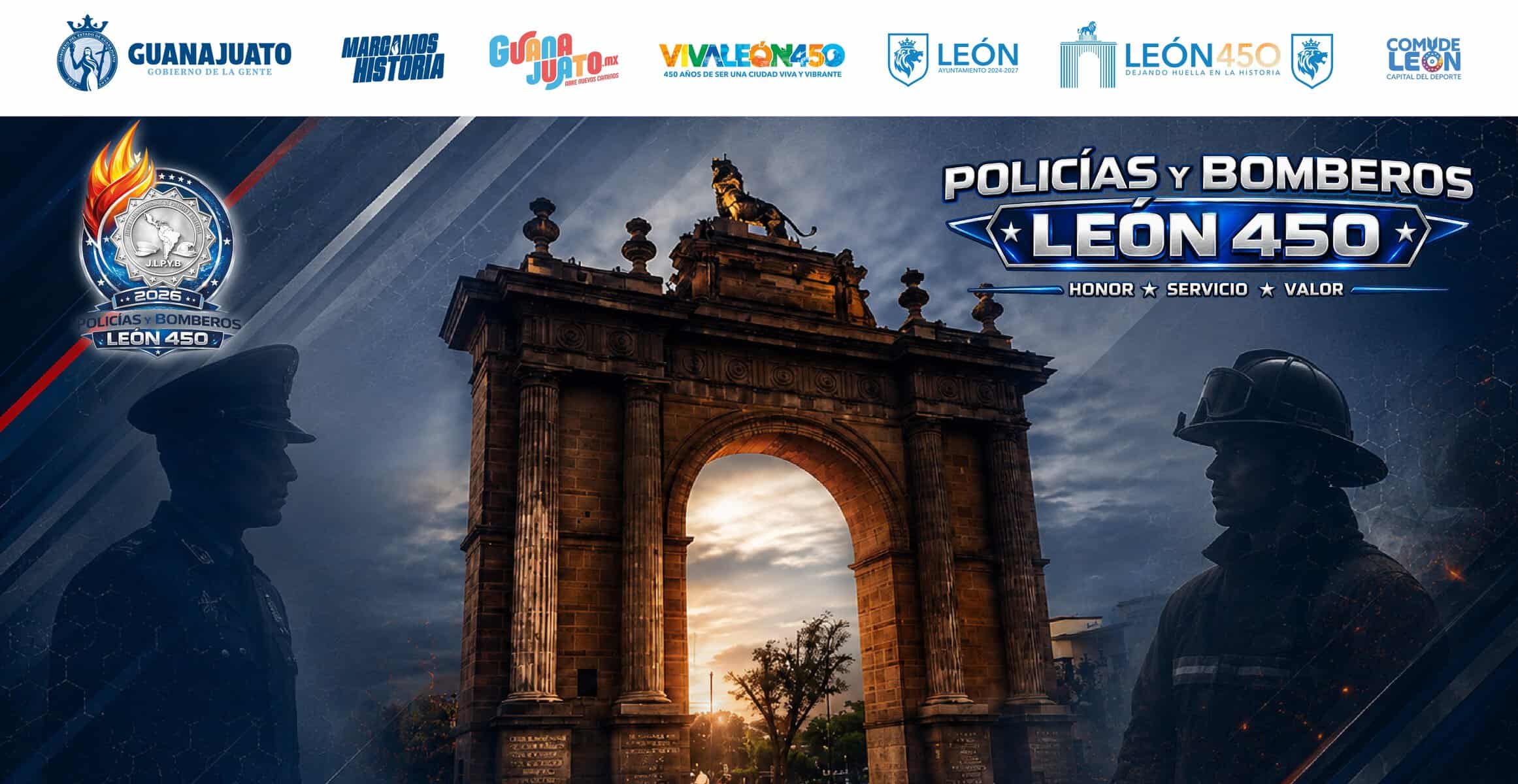 Policías y bomberos en León, Guanajuato, participando en los Juegos Latinoamericanos de Policías y Bomberos.
